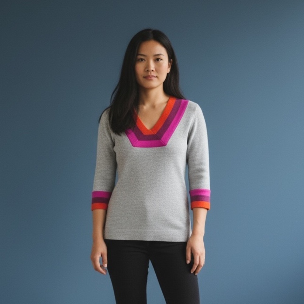 Tory Burch Wool V-neck Pullover Sweater Size XS